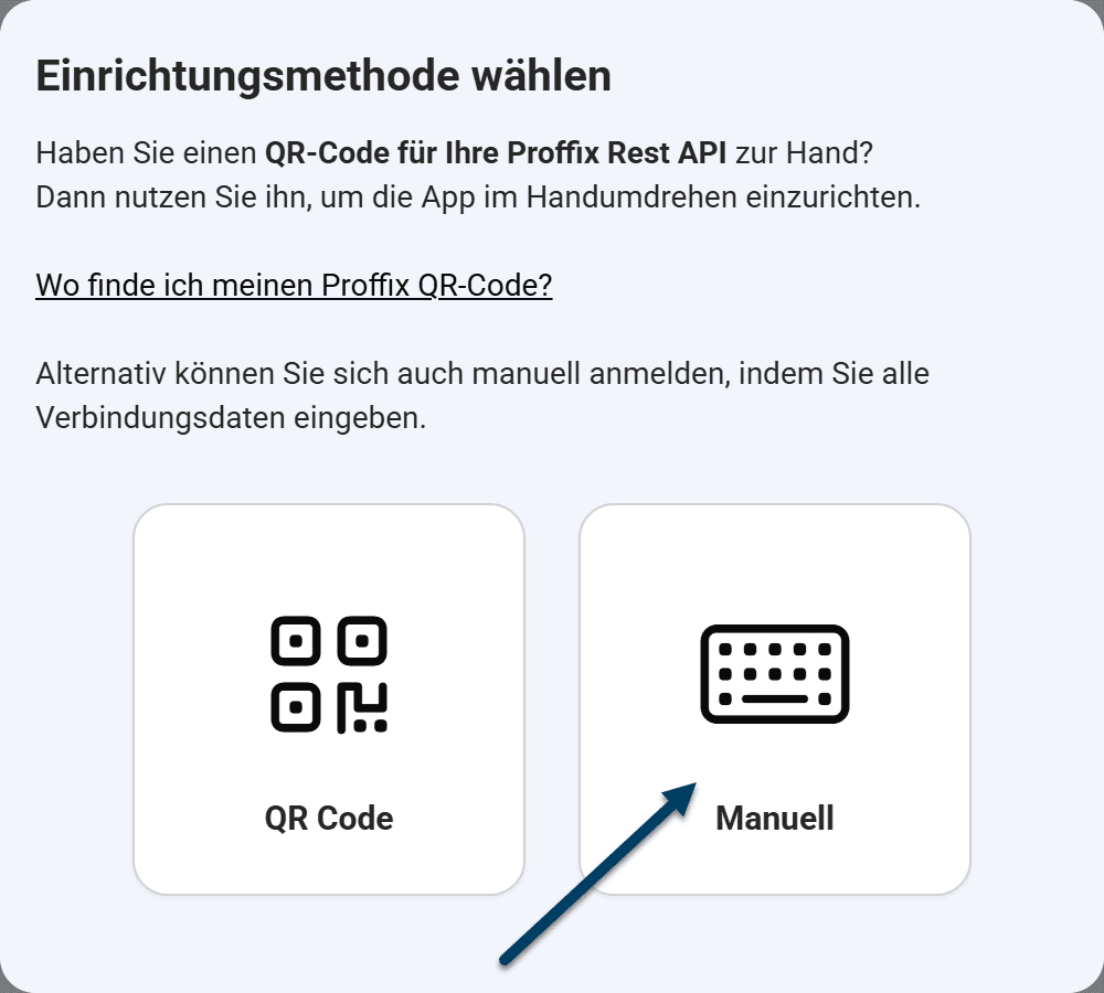 Konfiguration Option wählen: Manuell
