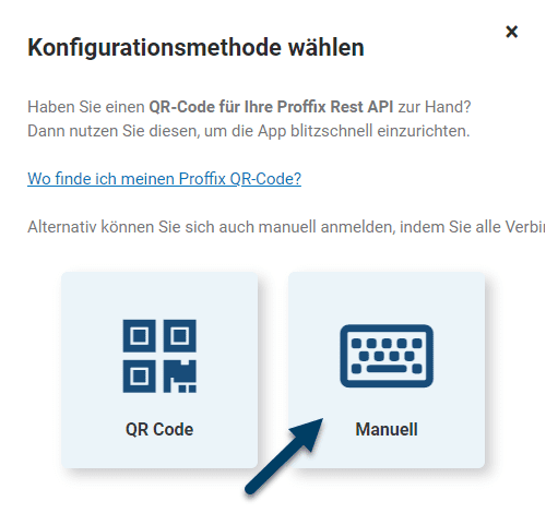 Konfiguration Option wählen: Manuell