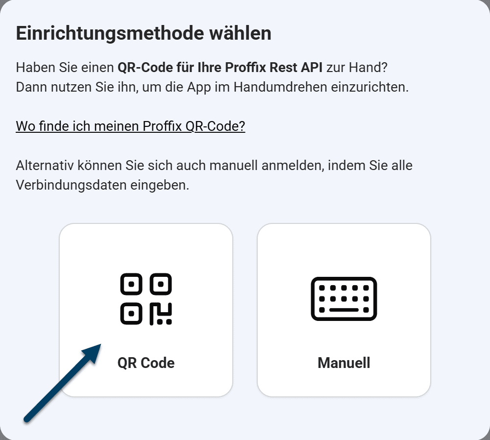 Konfiguration Option wählen: QR-Code