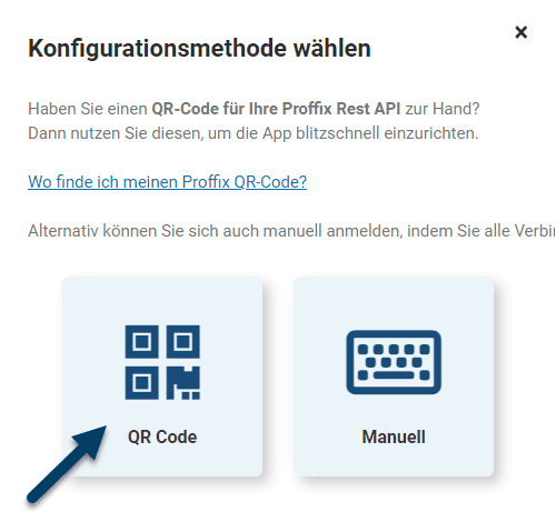 Konfiguration Option wählen: QR-Code