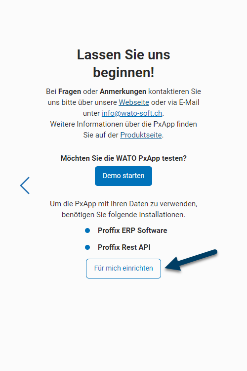 App Einrichtung starten