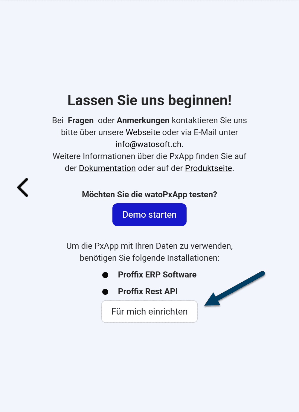 App Einrichtung starten