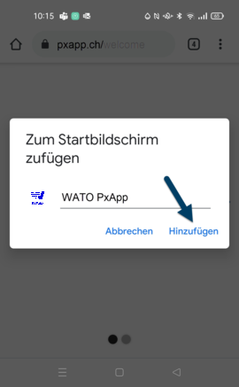 Zum Home-Bildschirm hinzufügen bestätigen