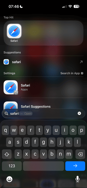 Safari App auf iPhone suchen