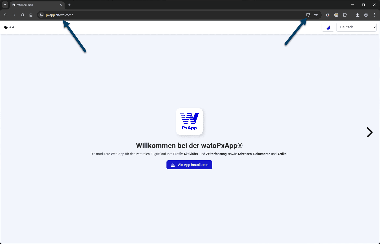 App in Google Chrome aufrufen